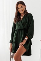 Luźna sukienka MADELLAY butelkowa zieleń z dekoltem w literę "V"