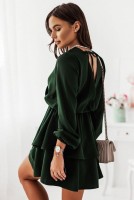 Luźna sukienka MADELLAY butelkowa zieleń z dekoltem w literę "V"