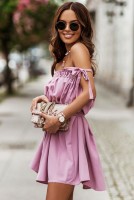 Kokieteryjna sukienka ANDI prosty krój oversize i wiązane ramiączka