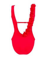 Czerwony jednoczęściowy kostium kąpielowy Cubalove uwodzicielski dekolt