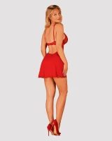 Bestsellerowa czerwona koszulka i stringi Luvae babydoll zmysłowa koronka podkreśla biust z fiszbinami