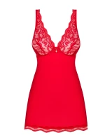 Bestsellerowa czerwona koszulka i stringi Luvae babydoll zmysłowa koronka podkreśla biust z fiszbinami