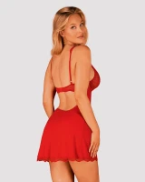 Bestsellerowa czerwona koszulka i stringi Luvae babydoll zmysłowa koronka podkreśla biust z fiszbinami