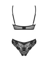 Koronkowy czarny komplet bielizny Serena Love dwuczęściowy stanik i stringi