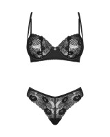 Koronkowy czarny komplet bielizny Serena Love dwuczęściowy stanik i stringi