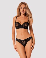 Koronkowy czarny komplet bielizny Serena Love dwuczęściowy stanik i stringi