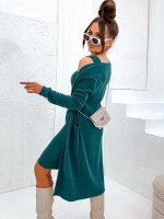 Sukienka sweterkowa plus narzutka, miękka przyjemna z kardiganem