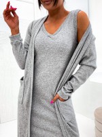 Sukienka sweterkowa plus narzutka, miękka przyjemna z kardiganem