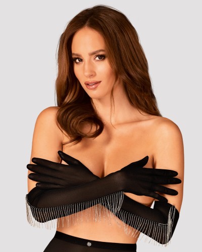 Eleganckie Rękawiczki Milladis - Prześwitująca Siateczka, Urokliwe Koraliki, Zmysłowe Dodatki