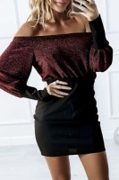 Luksusowa Brokatowa Sukienka Lorette z Opadającym Dekoltem - Polska Produkcja