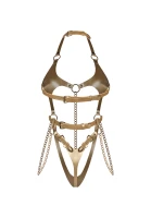 Anyya Gold body damskie imitacja skóry, złote łańcuszki