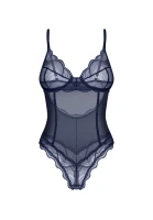 Nightly Blue body otwarte granatowe koronka siateczka fiszbiny