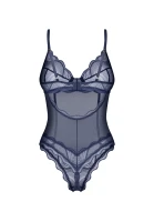 Nightly Blue body otwarte granatowe koronka siateczka fiszbiny