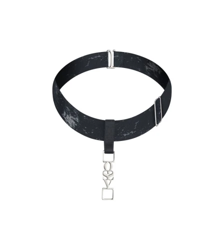 Corrosis choker czarny naszyjnik łańcuch z sercem grawer