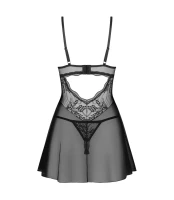 Perisia babydoll koronkowa koszulka nocna + stringi czarny komplet