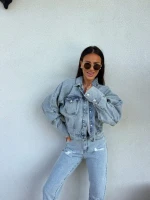 Kurtka jeansowa damska ONLY oversize nietoperz katana jeansowa