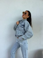 Kurtka jeansowa damska ONLY oversize nietoperz katana jeansowa