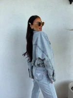 Kurtka jeansowa damska ONLY oversize nietoperz katana jeansowa