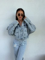 Kurtka jeansowa damska ONLY oversize nietoperz katana jeansowa