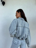 Kurtka jeansowa damska ONLY oversize nietoperz katana jeansowa