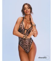 Addia Body Otwarte Crotchless Panterka Fiszbiny Odkryte Plecy