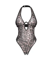 Addia Body Otwarte Crotchless Panterka Fiszbiny Odkryte Plecy