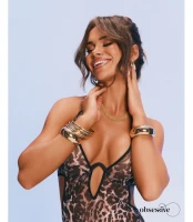 Addia Body Otwarte Crotchless Panterka Fiszbiny Odkryte Plecy