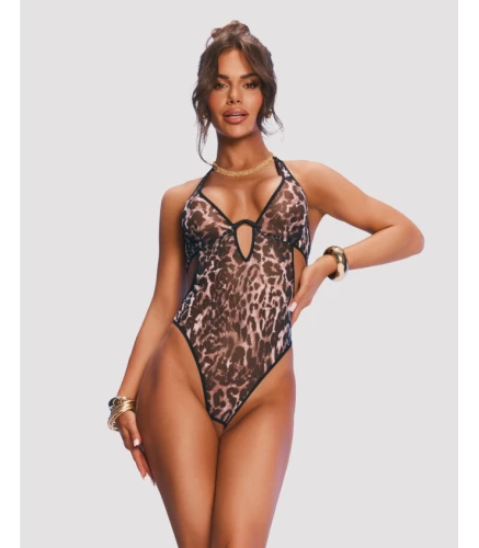 Addia Body Otwarte Crotchless Panterka Fiszbiny Odkryte Plecy