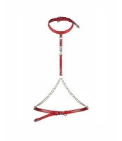 Inferro uprząż na biust Harness Czerwona Łańcuszek S/M/L