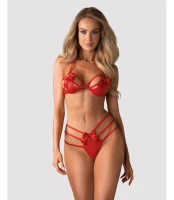 Giftella Komplet Bielizny Damskiej Czerwony Biustonosz Stringi
