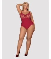 Rosalyne Body Damskie Koronkowe Bordowe Czerwone Usztywniane