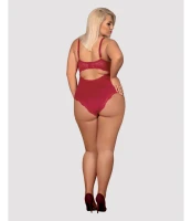 Rosalyne Body Damskie Koronkowe Bordowe Czerwone Usztywniane