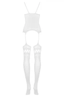 Białe bodystocking F214 genialne połączenie topu i pończoch za pomocą cienkich paseczków