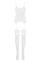 Białe bodystocking F214 genialne połączenie topu i pończoch za pomocą cienkich paseczków
