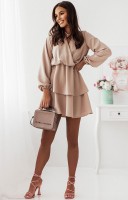 Beżowa sukienka MADELLAY z tyłu wycięcie w kształcie litery V i wiązanie