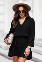 Czarna sukienka RENEE w stylu boho z falbaną